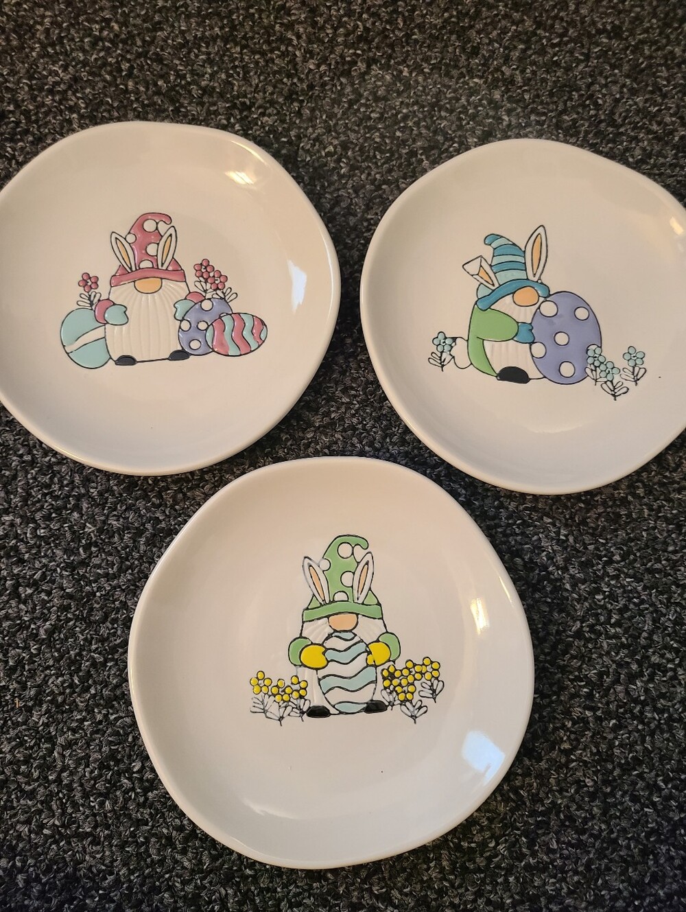 Easter Bunny Gnome Decorative Plate Set